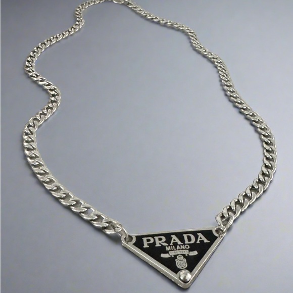 Repurposed Prada Triangle Necklace - Picture 3 of 5